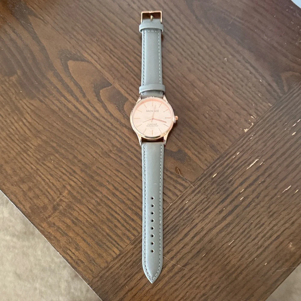 Monroe Rose Gold Watch with Gray Strap